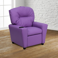 Flash Furniture Contemporary Kids' Lavender-Vinyl-PU Recliner with Cup Holder BT-7950-KID-LAV-GG